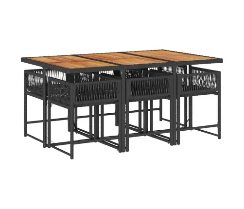 Sodo Komplektas Su Pagalvėlėmis, 7 Dalių, Juodas, Poliratanas