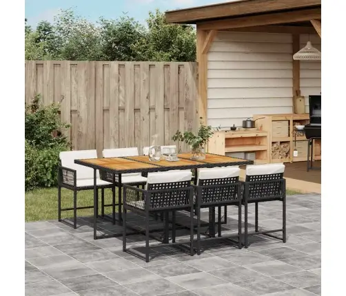 Sodo Komplektas Su Pagalvėlėmis, 7 Dalių, Juodas, Poliratanas