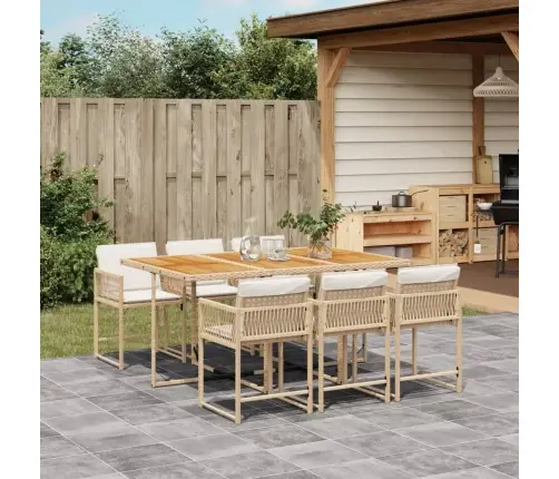 7-Osaline Aiamööbli Komplekt Patjadega, Beež, Polürotang