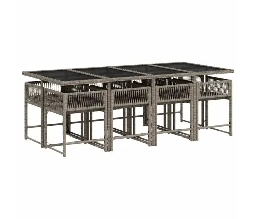 9-Osaline Aiamööbli Komplekt Patjadega, Hall, Polürotang