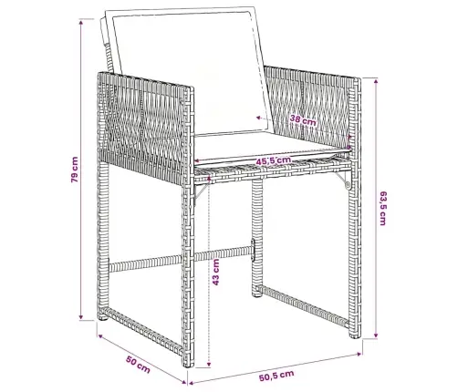 9-Daļīgs Dārza Mēbeļu Komplekts Ar Matračiem, Pe Rotangpalma Vidaxl