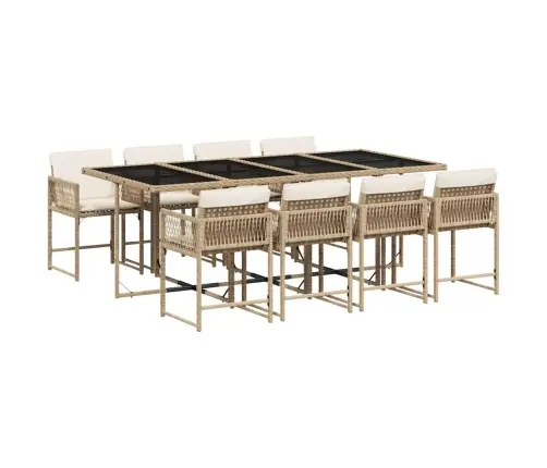 9-Osaline Aiamööbli Komplekt Patjadega, Beež, Polürotang