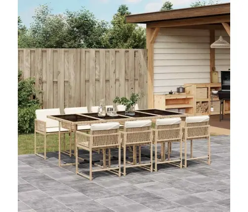 9-Osaline Aiamööbli Komplekt Patjadega, Beež, Polürotang