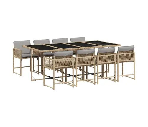 9-Daļīgs Virtuves Mēbeļu Komplekts Ar Matračiem, Pe Rotangpalma Vidaxl