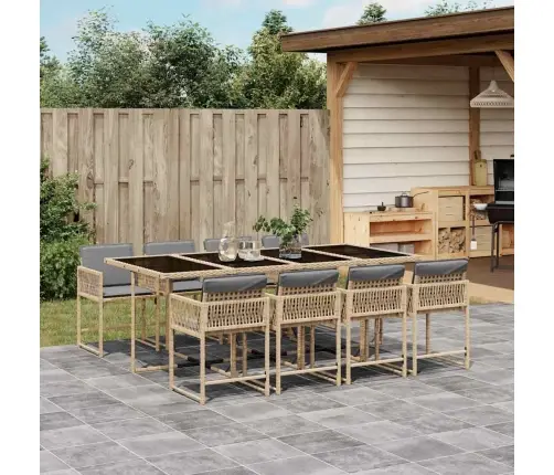 9-Daļīgs Virtuves Mēbeļu Komplekts Ar Matračiem, Pe Rotangpalma Vidaxl