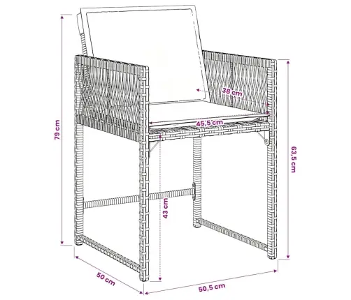11-Daļīgs Dārza Mēbeļu Komplekts Ar Matračiem, Pe Rotangpalma Vidaxl