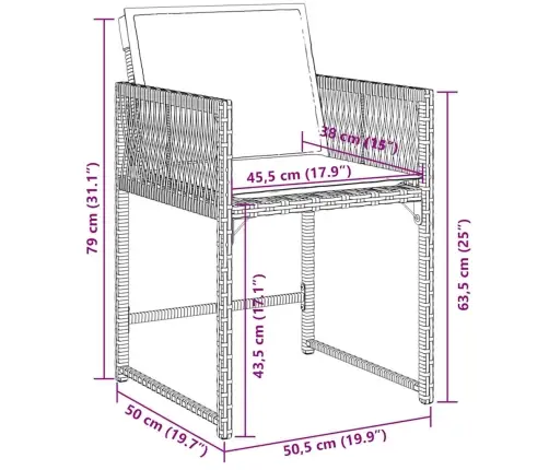 11-Osaline Aiamööbli Komplekt Patjadega, Must, Polürotang