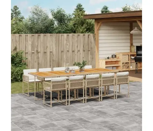 11-Osaline Aiamööbli Komplekt Patjadega, Beež, Polürotang