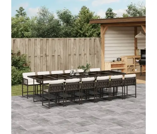 Sodo Komplektas Su Pagalvėlėmis, 13 Dalių, Rudas, Poliratanas