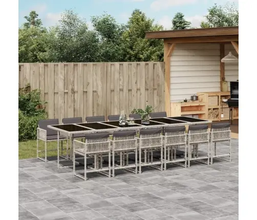 Sodo Komplektas Su Pagalvėlėmis, 13 Dalių, Pilkas, Poliratanas