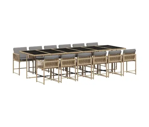 13-Daļīgs Virtuves Mēbeļu Komplekts Ar Matračiem,Pe Rotangpalma Vidaxl