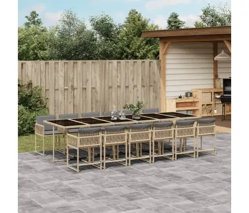 13-Daļīgs Virtuves Mēbeļu Komplekts Ar Matračiem,Pe Rotangpalma Vidaxl