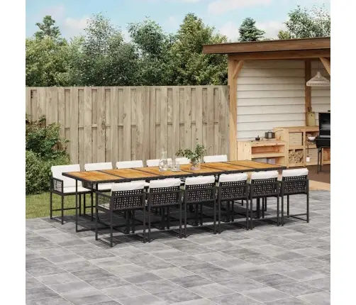 Sodo Komplektas Su Pagalvėlėmis, 13 Dalių, Juodas, Poliratanas