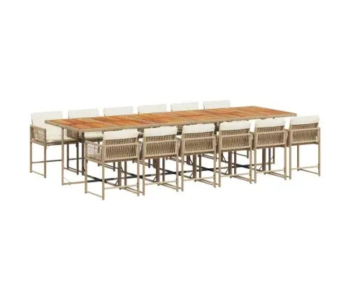 13-Daļīgs Dārza Mēbeļu Komplekts Ar Matračiem, Pe Rotangpalma Vidaxl