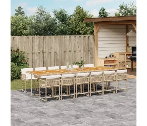 13-Daļīgs Dārza Mēbeļu Komplekts Ar Matračiem, Pe Rotangpalma Vidaxl