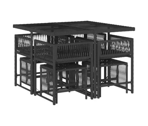 9-Daļīgs Dārza Mēbeļu Komplekts, Matrači, Melns, Pe Rotangpalma Vidaxl 9-Daļīgs Dārza Mēbeļu Komplekts, Matrači, Melns, Pe Rotangpalma Vidaxl