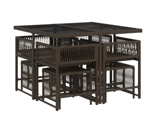 Sodo Komplektas Su Pagalvėlėmis, 9 Dalių, Rudas, Poliratanas