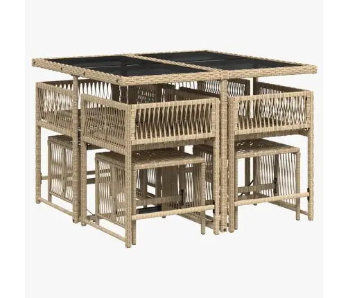 9-Osaline Aiamööbli Komplekt Patjadega, Beež, Polürotang