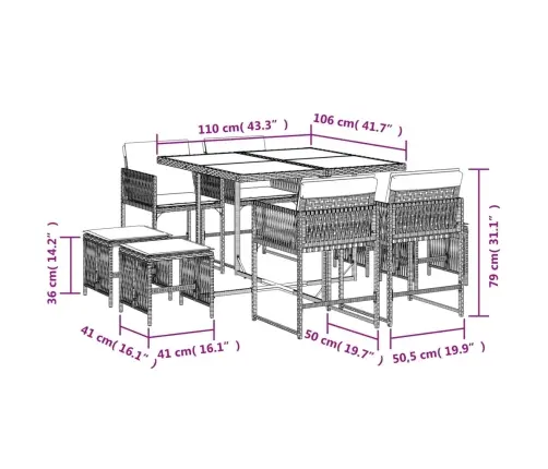 Sodo Komplektas Su Pagalvėlėmis, 9 Dalių, Smėlio, Poliratanas
