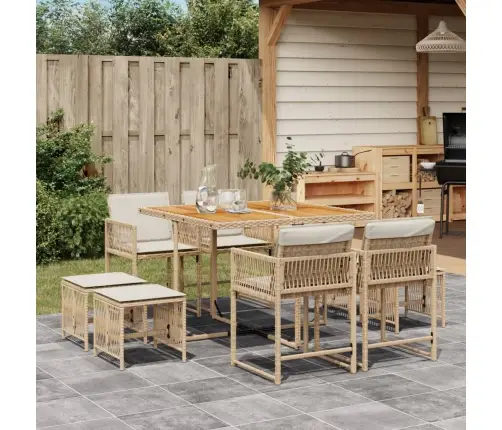 9-Daļīgs Virtuves Mēbeļu Komplekts Ar Matračiem, Pe Rotangpalma Vidaxl