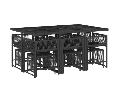 Sodo Komplektas Su Pagalvėlėmis, 11 Dalių, Juodas, Poliratanas