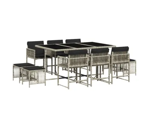 11-Daļīgs Dārza Mēbeļu Komplekts Ar Matračiem, Gaiši Pelēka Pe Vidaxl 11-Daļīgs Dārza Mēbeļu Komplekts Ar Matračiem, Gaiši Pelēka Pe Vidaxl