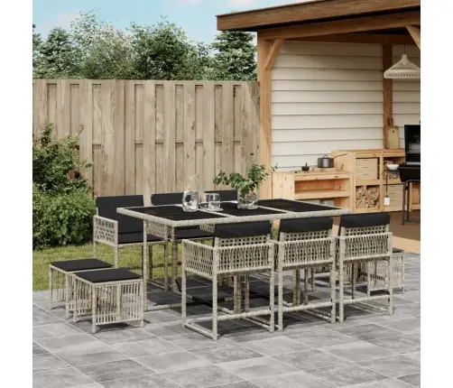 11-Daļīgs Dārza Mēbeļu Komplekts Ar Matračiem, Gaiši Pelēka Pe Vidaxl 11-Daļīgs Dārza Mēbeļu Komplekts Ar Matračiem, Gaiši Pelēka Pe Vidaxl