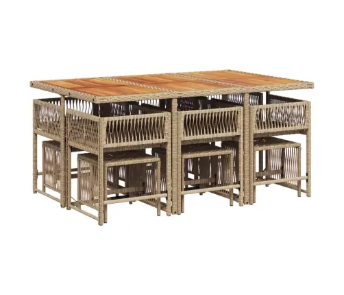 11-Osaline Aiamööbli Komplekt Patjadega, Beež, Polürotang