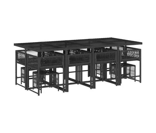 13-Daļīgs Dārza Mēbeļu Komplekts Ar Matračiem, Melns Pe Vidaxl