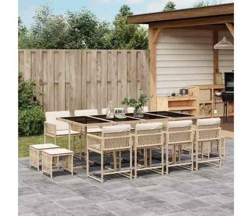 13-Daļīgs Dārza Mēbeļu Komplekts Ar Matračiem, Pe Rotangpalma Vidaxl