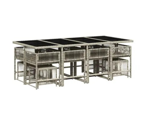 13-Daļīgs Dārza Mēbeļu Komplekts Ar Matračiem, Gaiši Pelēka Pe Vidaxl