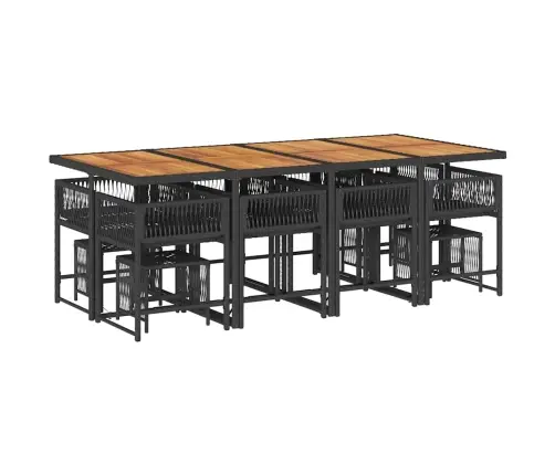 13-Daļīgs Dārza Mēbeļu Komplekts Ar Matračiem, Melns Pe Vidaxl