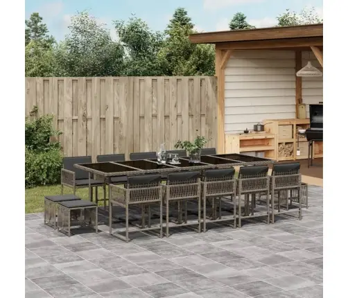 15-Daļīgs Dārza Mēbeļu Komplekts Ar Matračiem, Pe Rotangpalma Vidaxl