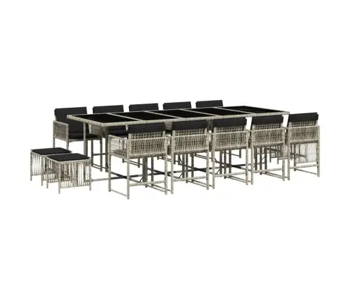 Sodo Komplektas Su Pagalvėlėmis, 15 Dalių, Pilkas, Poliratanas