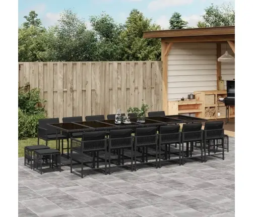 17-Daļīgs Dārza Mēbeļu Komplekts Ar Matračiem, Pe Rotangpalma Vidaxl