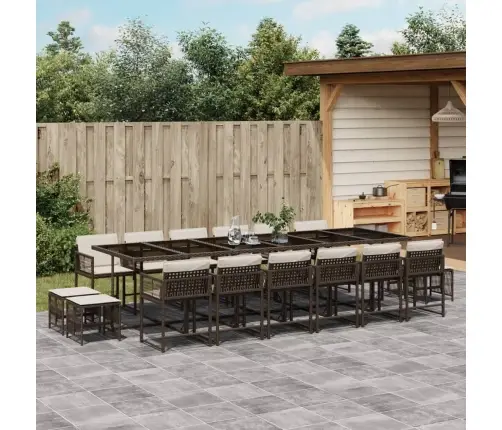 17-Osaline Aia Söögimööbli Komplekt Patjadega Pruun, Polürotang