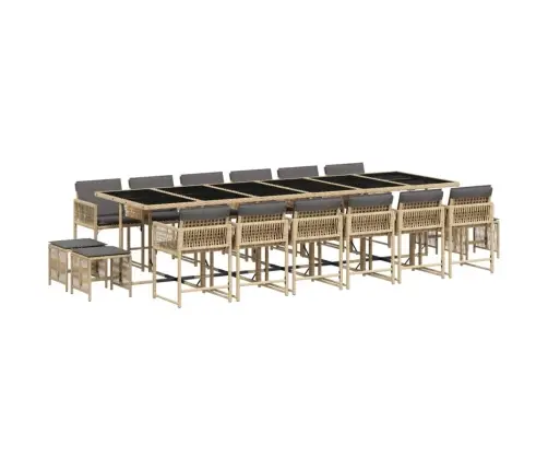 17-Osaline Aia Söögimööbli Komplekt Patjadega, Beežid Toonid