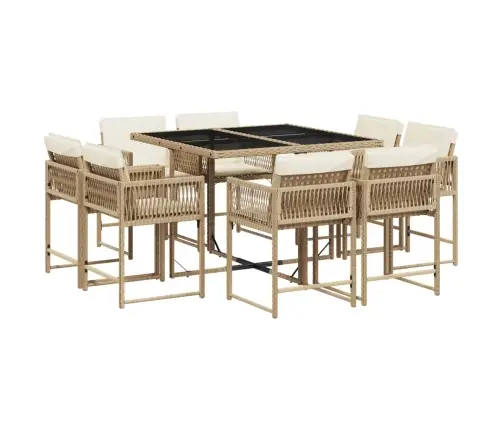 9-Daļīgs Virtuves Mēbeļu Komplekts Ar Matračiem, Pe Rotangpalma Vidaxl