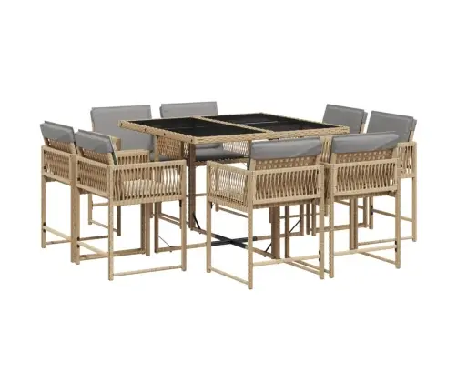 9-Daļīgs Virtuves Mēbeļu Komplekts Ar Matračiem, Pe Rotangpalma Vidaxl