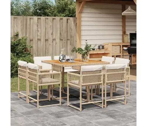 9-Osaline Aiamööbli Komplekt Patjadega, Beež, Polürotang