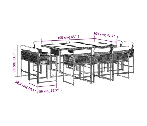 11-Daļīgs Dārza Mēbeļu Komplekts Ar Matračiem, Pe Rotangpalma Vidaxl 11-Daļīgs Dārza Mēbeļu Komplekts Ar Matračiem, Pe Rotangpalma Vidaxl