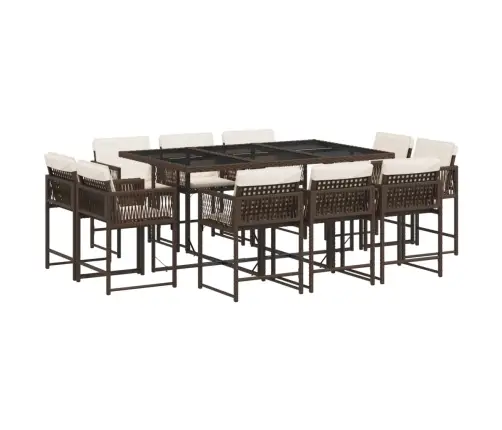 Sodo Komplektas Su Pagalvėlėmis, 11 Dalių, Rudas, Poliratanas