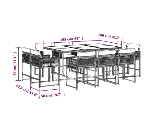 Sodo Komplektas Su Pagalvėlėmis, 11 Dalių, Rudas, Poliratanas