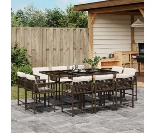 Sodo Komplektas Su Pagalvėlėmis, 11 Dalių, Rudas, Poliratanas