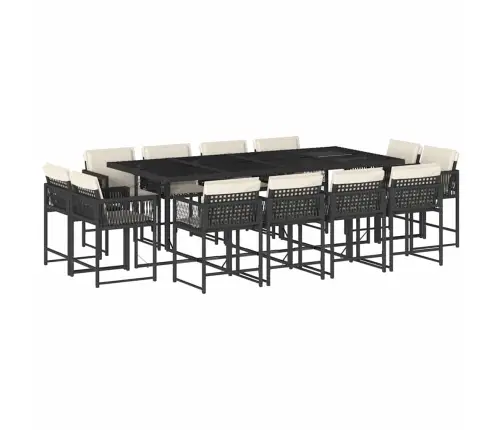 13-Daļīgs Dārza Mēbeļu Komplekts Ar Matračiem, Melns Pe Vidaxl