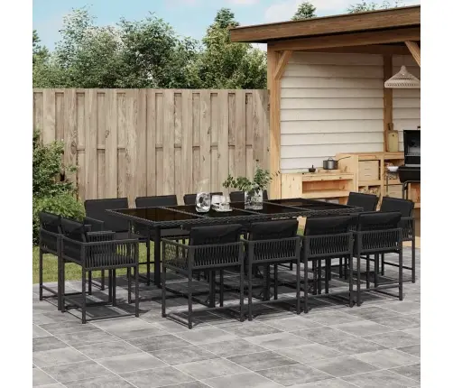 13-Daļīgs Dārza Mēbeļu Komplekts Ar Matračiem, Melns Pe Vidaxl 13-Daļīgs Dārza Mēbeļu Komplekts Ar Matračiem, Melns Pe Vidaxl