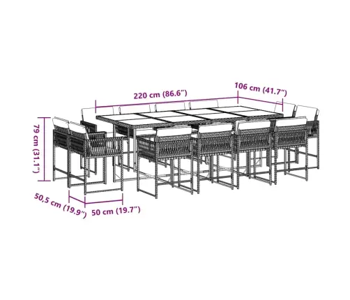 Sodo Komplektas Su Pagalvėlėmis, 13 Dalių, Pilkas, Poliratanas