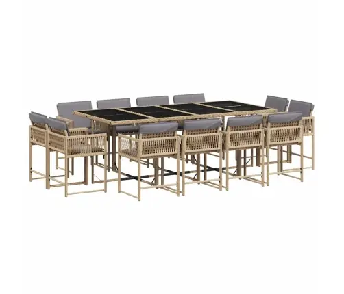 13-Daļīgs Virtuves Mēbeļu Komplekts Ar Matračiem,Pe Rotangpalma Vidaxl