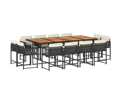 Sodo Komplektas Su Pagalvėlėmis, 13 Dalių, Juodas, Poliratanas