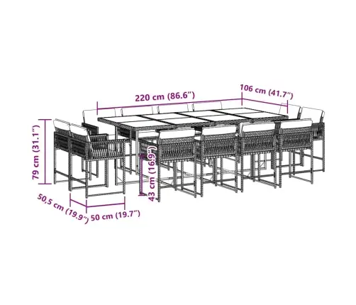 Sodo Komplektas Su Pagalvėlėmis, 13 Dalių, Juodas, Poliratanas